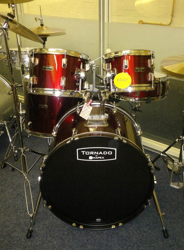 Mapex Tornado drum kit at the Dye House Drum Works drum shop, Leicester.
